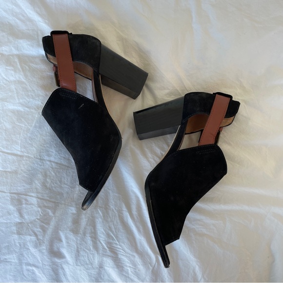 Anthropologie Emma Go Peep-toe Black Suede Heel Booties Handmade in Spain - Picture 4 of 9